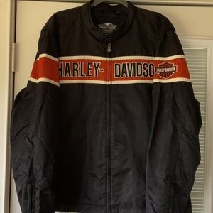 Harley-Davidson Black and Orange Bomber Jacket